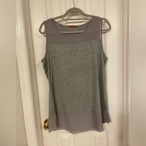 sleeveless tunic sparkly grey 1X